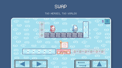Milky Star Jump gameplay — swap between two milk-carton heroes in pink and blue worlds